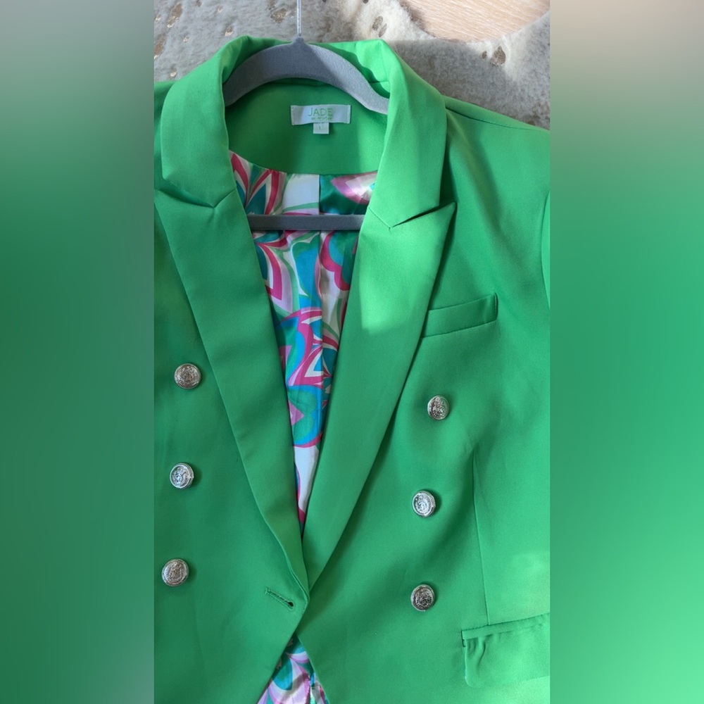Jade Green Winnie Double-Breasted Blazer L - Picture 4 of 10